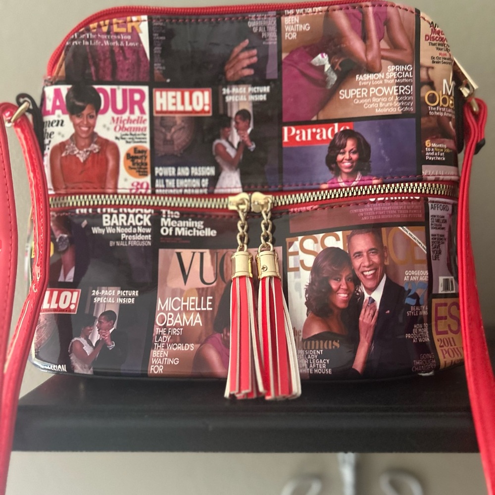 Michelle Obama Glossy Magazine Cover Crossbody Bag
